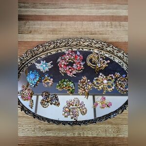 Vintage Assorted Multicolor Crystal Brooch Collection - Women Jewelry
